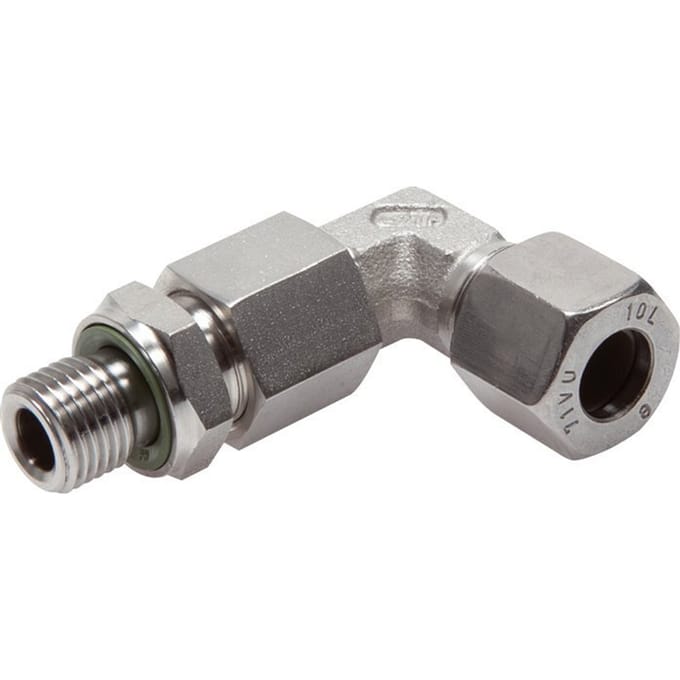 25S & G1'' RVS L-Vorm Snijringkoppeling Buitendraad 400bar Verstelbaar ISO 8434-1