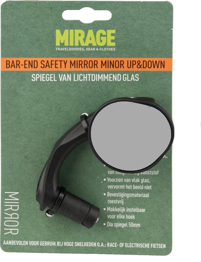 Mirage Spiegel bar-end - Lichtdimmend glas - Verstelbaar - Zwart - 50mm diameter