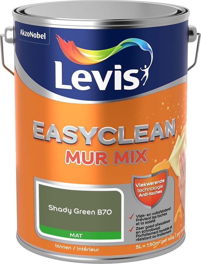 Levis - Easyclean Mur Mat Mix - Shady Green B70 - Mengverf - 5 L