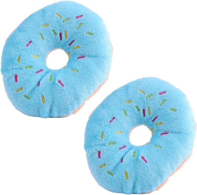 Famanu – Piepende latex hondenspeelgoed donutvorm – Duurzaam kauwspeelgoed – Set van 4