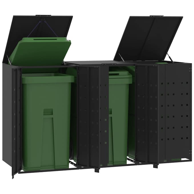 vidaXL - Containerberging - voor - 3 - containers - 207x79x117 - cm - staal - zwart
