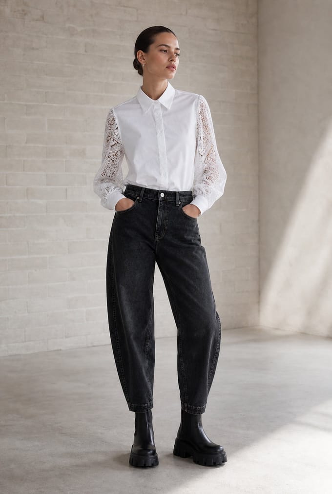 Stery embodery poplin blouse | White - White / S