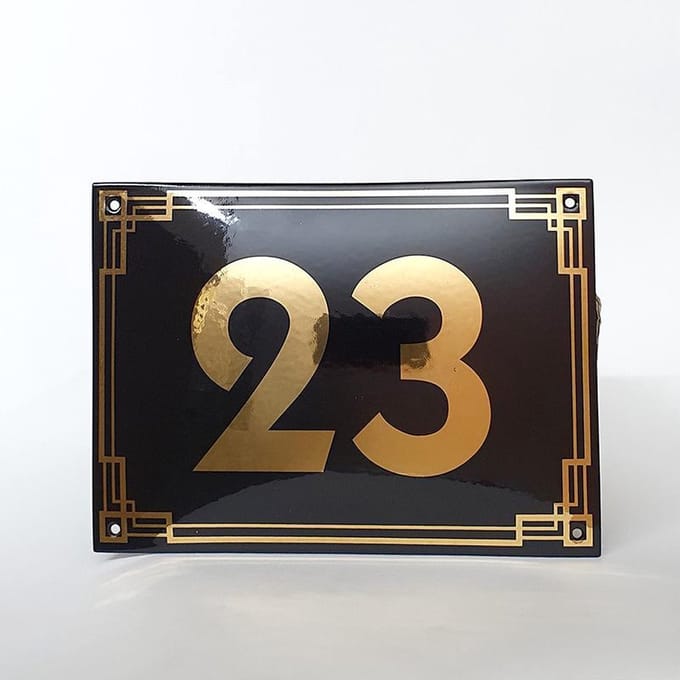 Art deco | jaren ’30 | luxe emaille huisnummer - 23