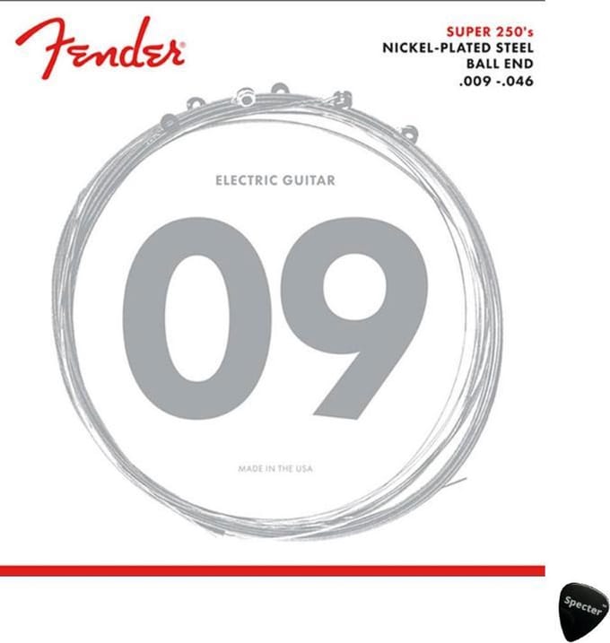 Fender Super 250s snarenset elektrisch Regular Light Met Specter Plectrum