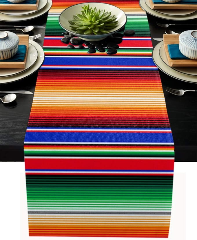 Mexicaanse Salsa Strepen Linnen Tafel Runner Commode Sjaals Decor Herbruikbare Keuken Eettafel Runner Feesttafel Decor 150x33cm
