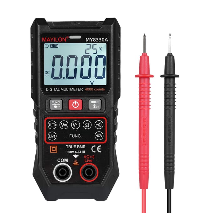 MAYILON Digitale multimeter spanningstester 4000 tellingen TRMS automatische handmatige bereik multitester zwart