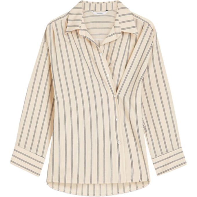 Summum 2s3455-12374 107 blouse adjustable chenille stripe ivorymidnightblue