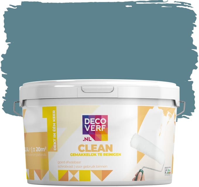 Decoverf clean muurverf oceaanblauw, 2.5L