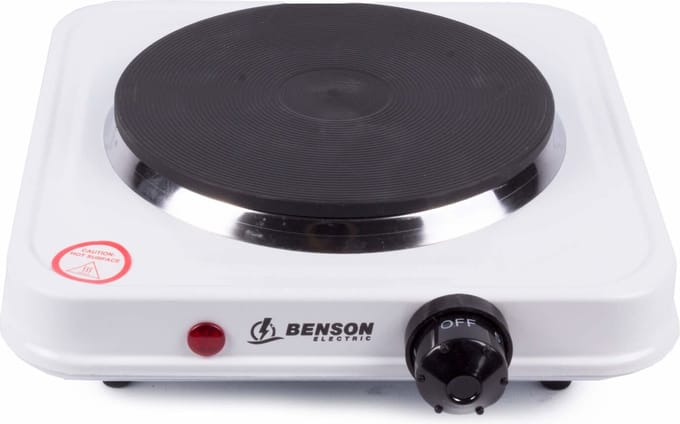 Benson Compacte elektrische kookplaat - 1000 watt - wit - 21 x 21 x 6 cm