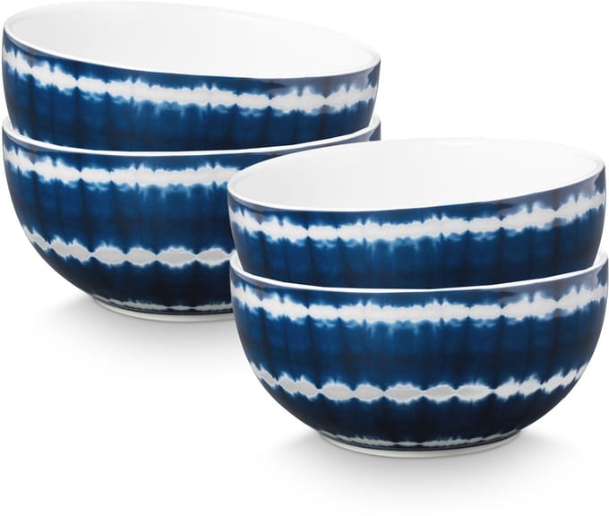 vtwonen Tie-Dye Kommen - Kom - Ronde schaaltjes - Serviesset van 4 - 15cm