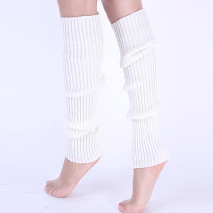 Cache-jambes en tricot classique Cache-jambes côtelés montants jusqu'au genou Bas et collants pour femmes Single code blanc