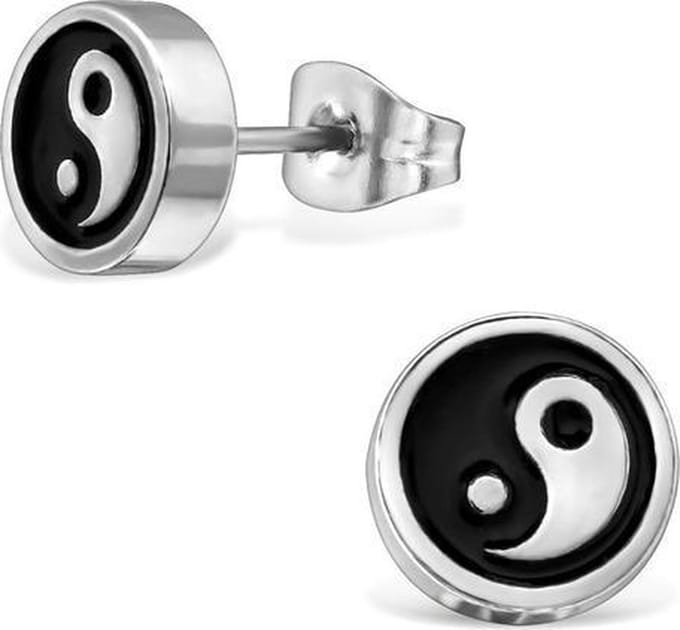 Amanto Oorbellen Bregt - 316L Staal - Yin en Yang - ∅8mm