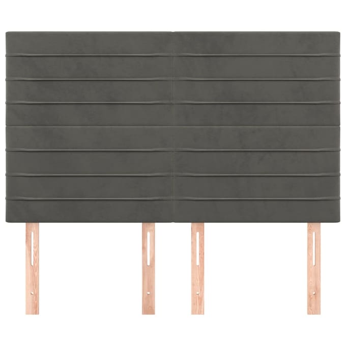 vidaXL - Hoofdbord - donkergrijs - 144x5x118/128 - cm - Fluweel