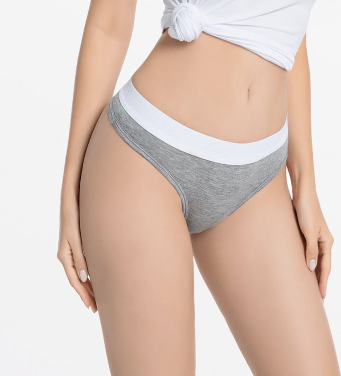 String dames bamboe tanga grijs