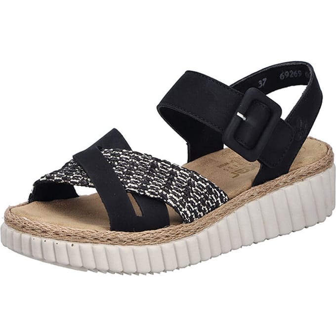 Rieker Sandalen Plat Sandalen Plat - zwart - Maat 38