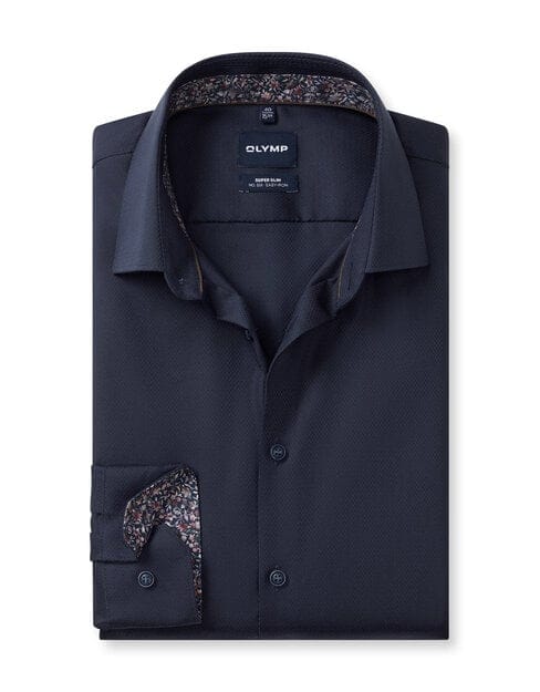 OLYMP No. Six Overhemd, Super Slim, Kent, Marineblauw