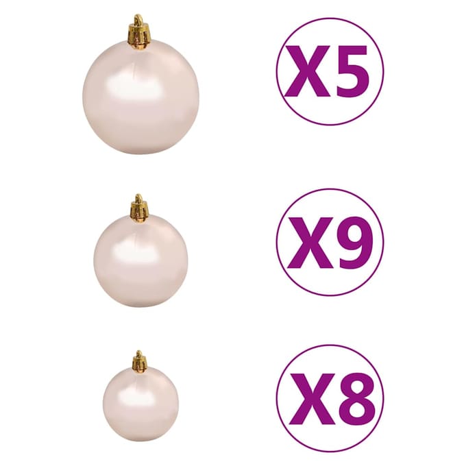 vidaXL - Kunstkerstboom - met - verlichting - en - kerstballen - 150 - cm - groen