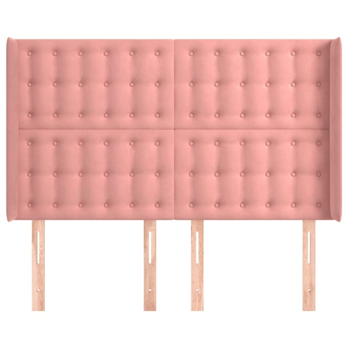 vidaXL - Hoofdbord - met - randen - 147x16x118/128 - cm - fluweel - roze