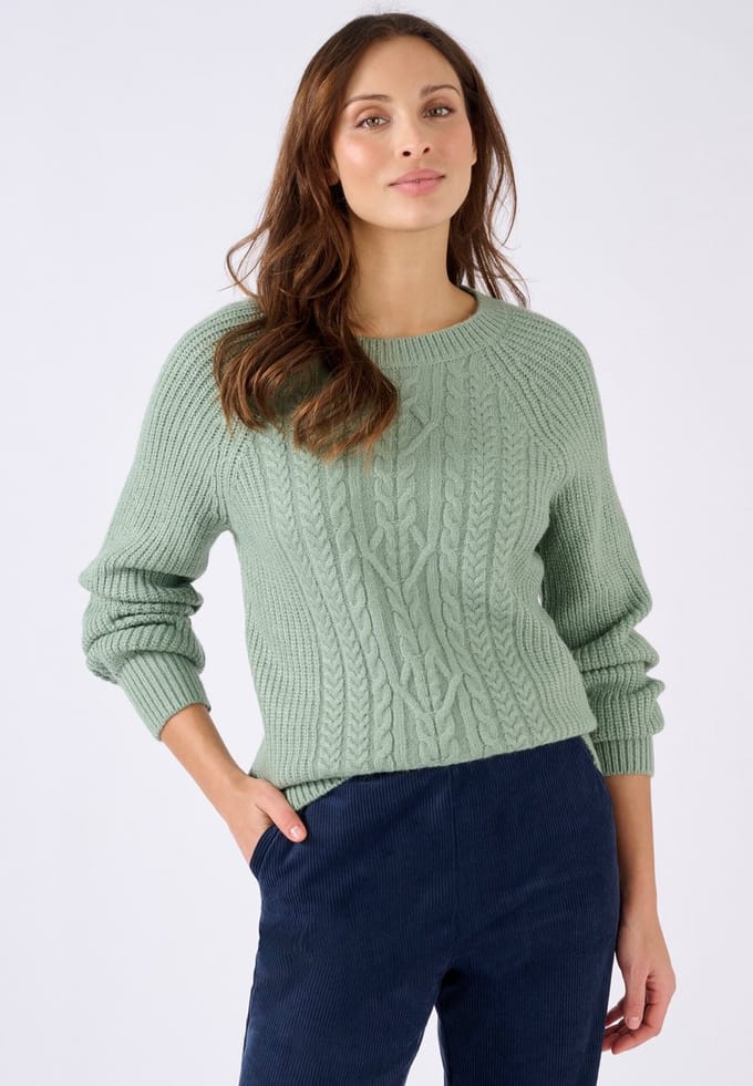 Damart - Kabelgebreide Thermolactyl trui - Dames - Groen - XL