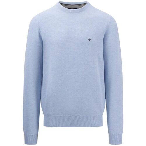 Fynch-Hatton Trui Fine Structure Cotton O-Neck Summer Breeze / male