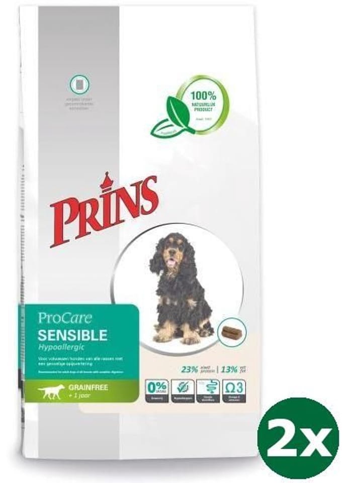 2x12 kg Prins procare graanvrij sensible hypoallergic hondenvoer