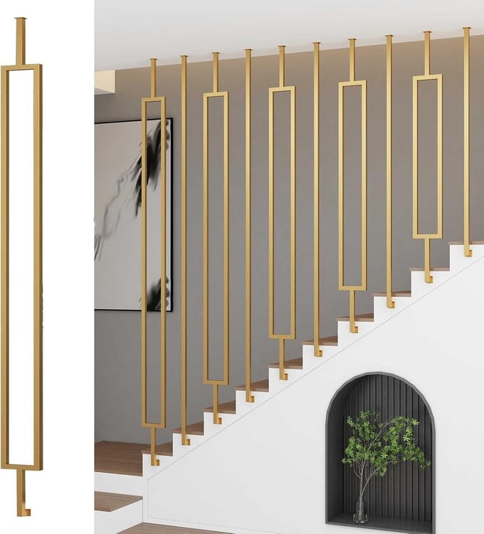 Trapleuning Metaal - Balustrade Paal - Valbeveiliging Trap - Aanpasbare Lengte - 185 cm - Goud