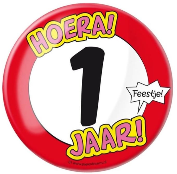 Paperdreams - XL Button - 1 jaar - Doorsnee 10 cm