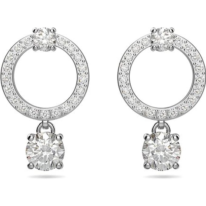 Boucles d'oreilles Swarovski Circle Attract Plaqué Rhodium pour Femme Blanc 5563278 Box (Random Color) white