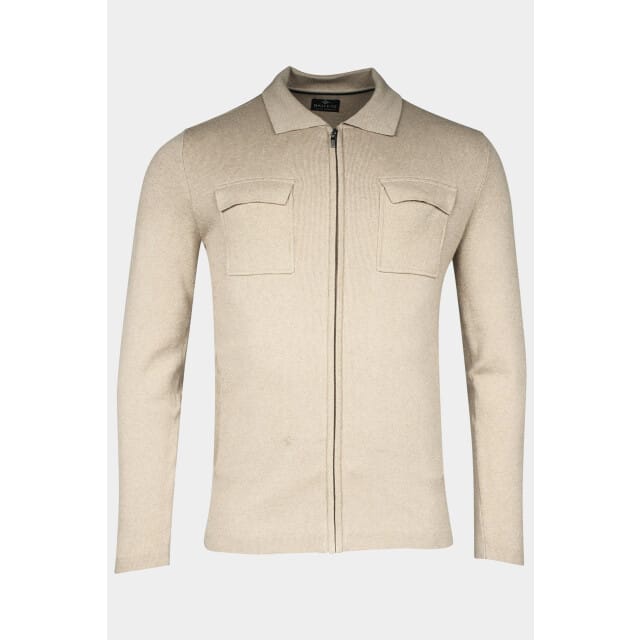 Baileys Vest Full Zip Cardigan Flat Knit Collar Double Breast Pockets Beige / male