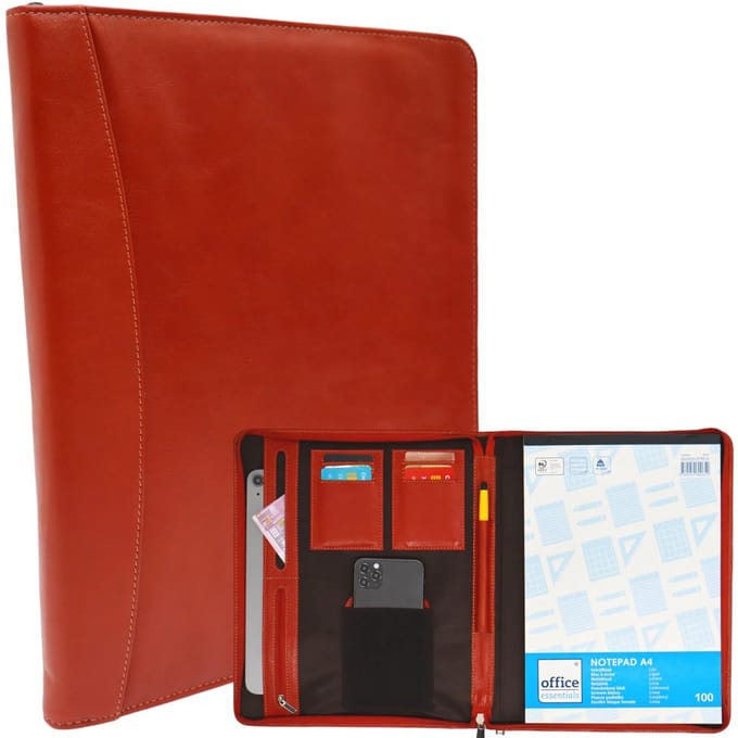 Oslo Documentenmap - Schrijfmap - Ipad cover - A4 - Leer - Oranje - Orange Dark