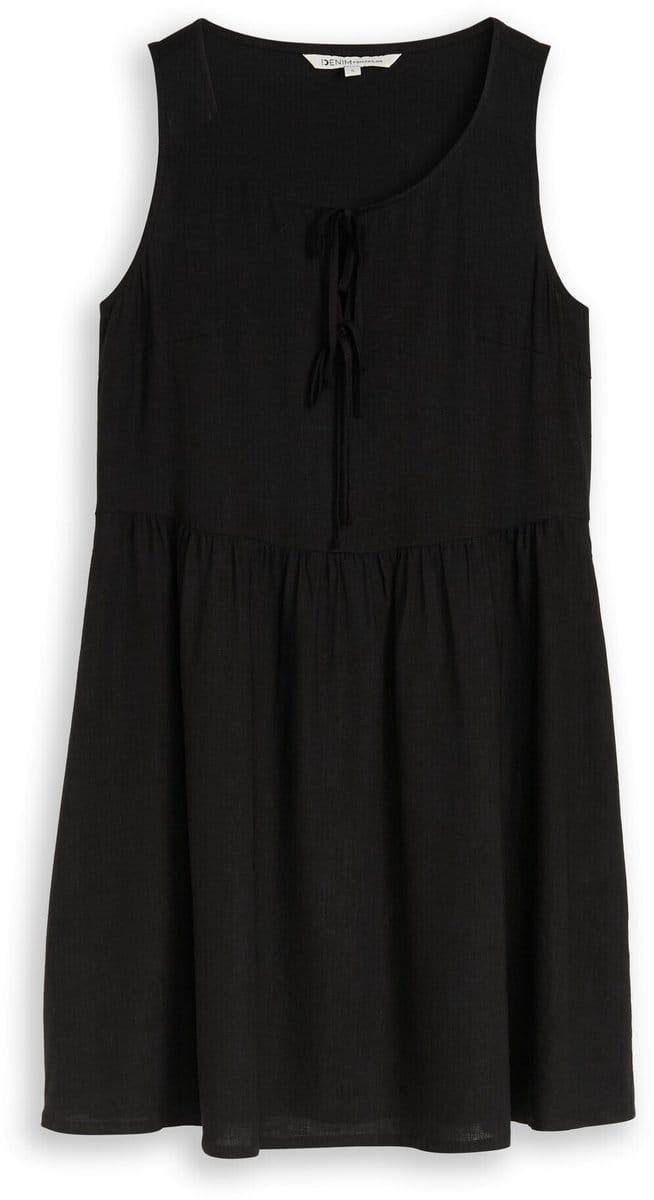 Tom Tailor Denim - Mini-jurk met linnen - Maat M - deep black