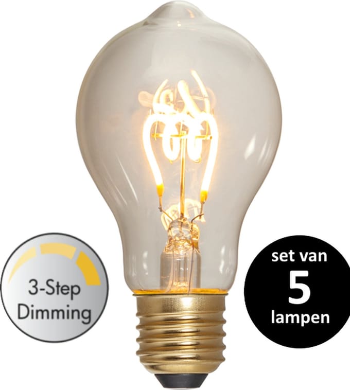 3 standen led lamp - E27 - 4W - set van 5