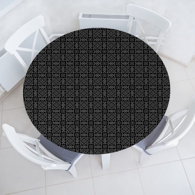 ABAKUHAUS Abstract Elastisch Rond Tafelkleed, Allround Elastisch Stoffen Tafelkleed, 114 cm - 142 cm, Anthracite Grey Light Grey