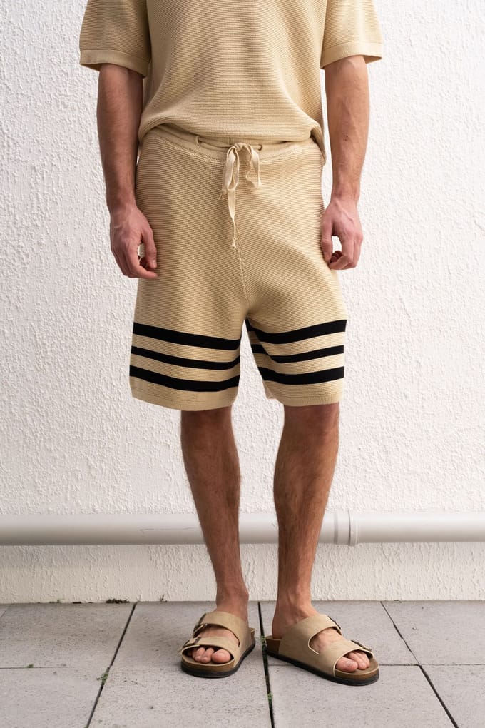 Heren Katoenen Gestreepte Sweatshort