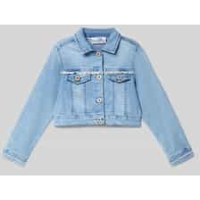 Regular fit jeansjack met kanten boord