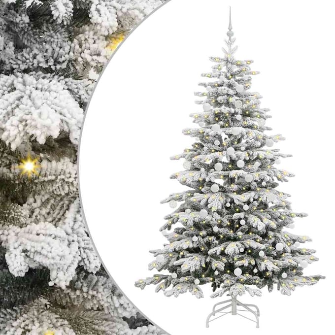 vidaXL - Kunstmatige - Hinged - Kerstboom - Wit - 210 - cm - PE - en - PVC