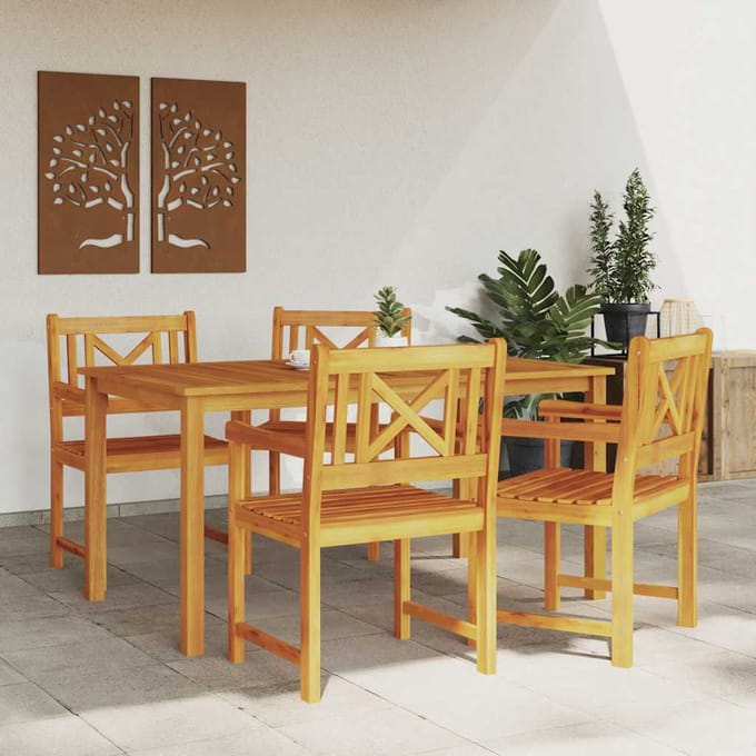 vidaXL - Tuinstoelen - 4 - st - Naturel - Massief - Acacia - Hout