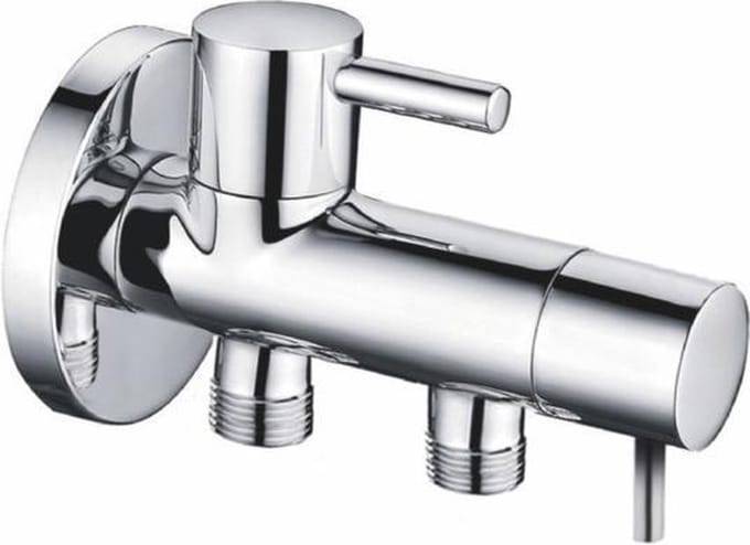 Wiesbaden Minimal Dubbele Hoekstopkraan 1/2" x 3/8" x 3/8" - Chroom