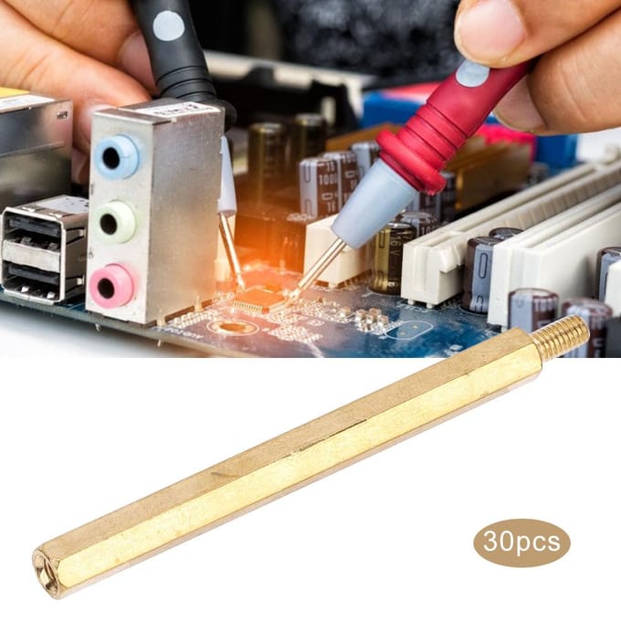 Standoff Messing Koppeling M3 Enkele Kop Zeskantmoeren Vervangingskits voor PCB-bord M3 x 35 30 Stuks