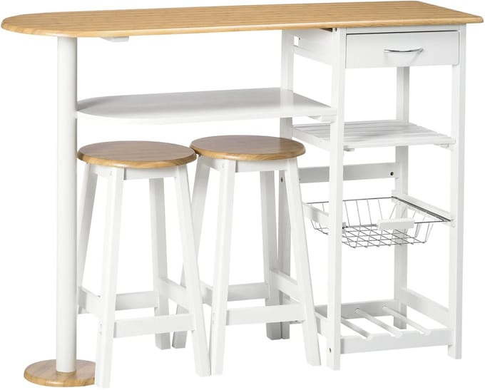 uJOY Bartafel met krukken - Bartafel set - Ruimtebesparend ontwerp - Ingebouwde opbergruimte - Comfortabele krukken - Compact