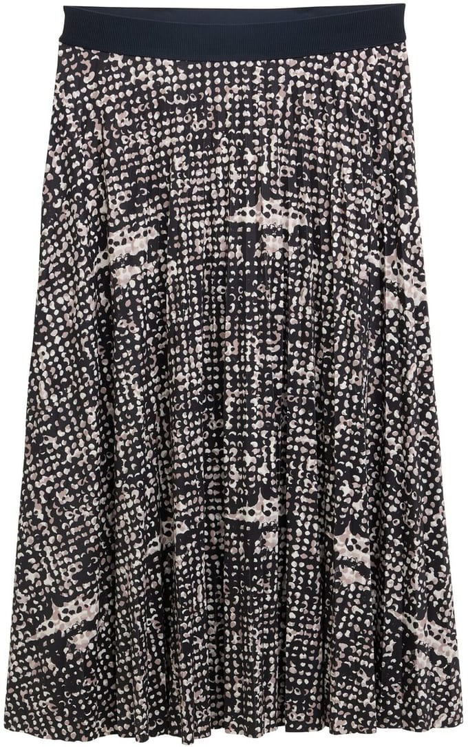 Tom Tailor - Geplooide midirok - Maat 42 - navy abstract dot design