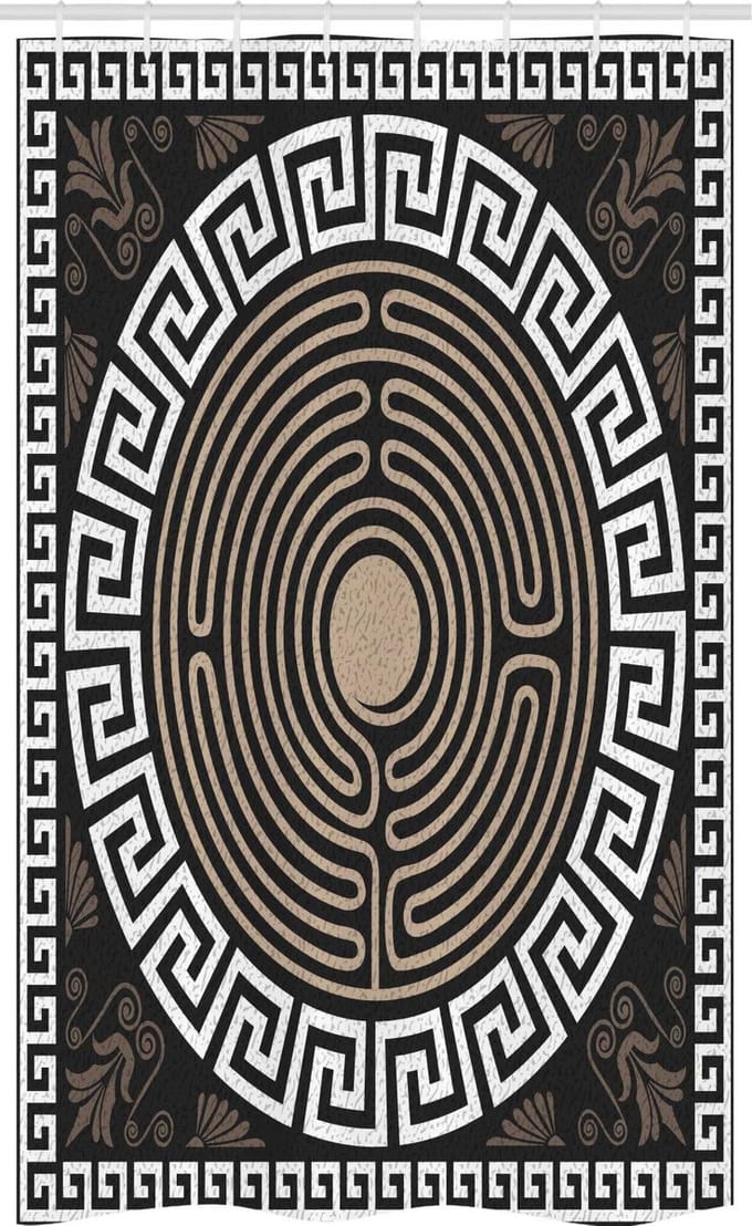 ABAKUHAUS Meander-douchegordijn – Golvenontwerp – 120×180 cm