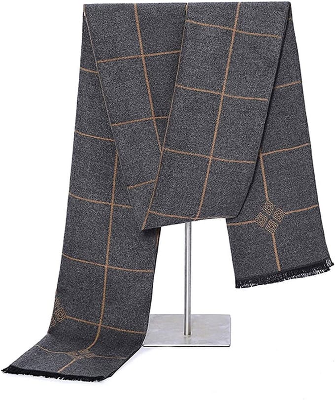 Heren Sjaal - 180x30cm - Zachte Warme Mode Sjaal - Grijs - Winter Herfst