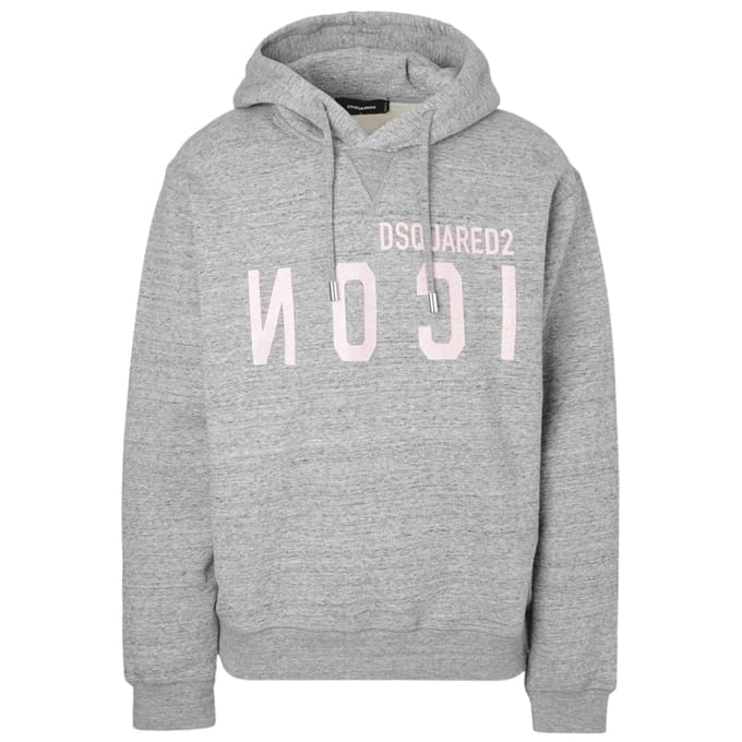 Dsquared2 Roze Icon Gebarsten Logo Grijze Hoodie
