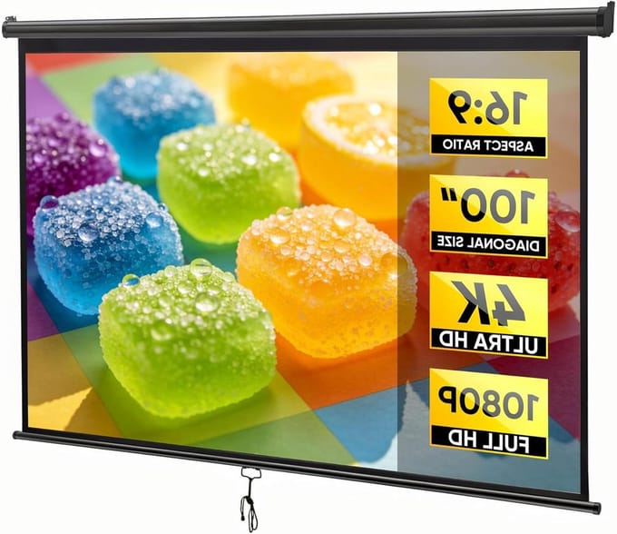 Projectiescherm Pull Down - Filmscherm Vouwen - Home Cinema - Zwart Rand Contrast - 100 Inch 16:9 - Wit