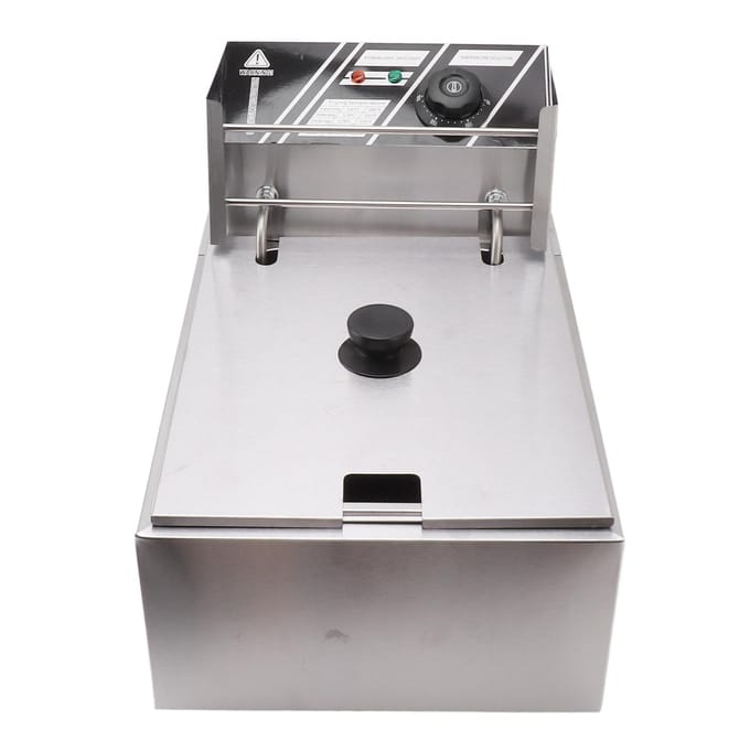 Friteuse électrique à immersion électrique 6 L en acier inoxydable, monocylindre et tamis unique argenté