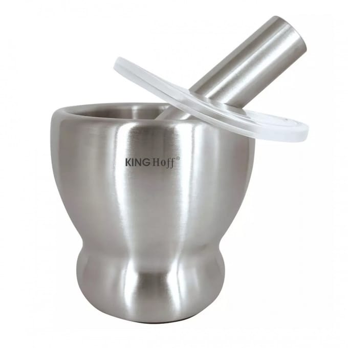 Kinghoff KH-1661 - Roestvrijstalen Vijzel - Satijn Afwerking - Antislipbasis - Met Deksel