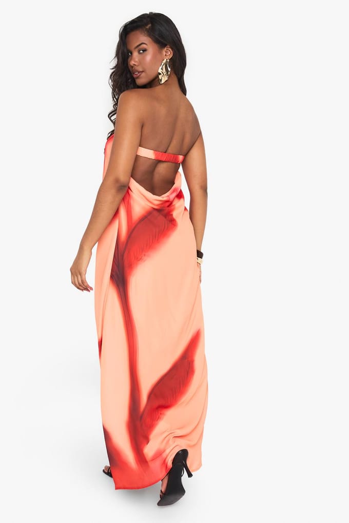 boohoo Dames Tropische Print Column Maxi-jurk | Oranje | Maat: 36