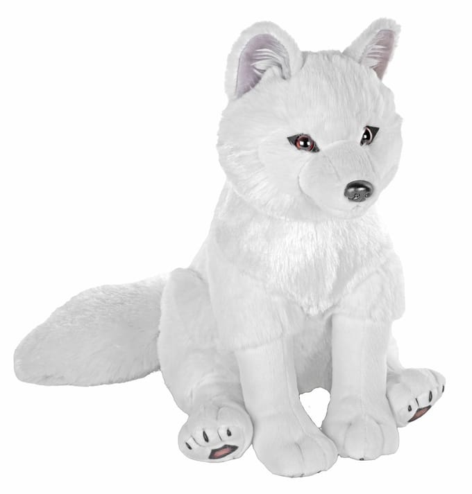Wild Republic poolvos knuffel - knuffeldier - pluche - wit - 30 cm - zittend - vossen
