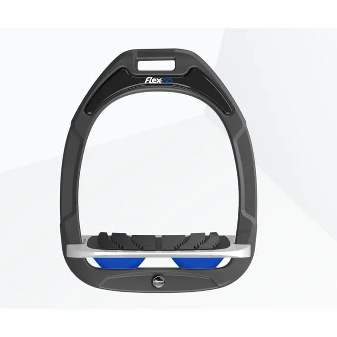 Ingezakte grip stijgbeugels antraciet/grijs/blauw Flex-On Green Composite